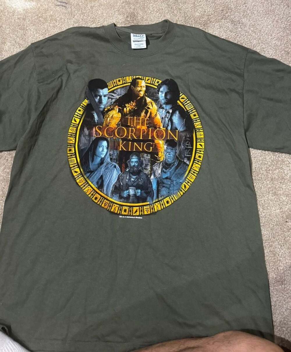 Vintage M&O Knits The Scorpion King Movie Promo Grey T-Shirt Size XL